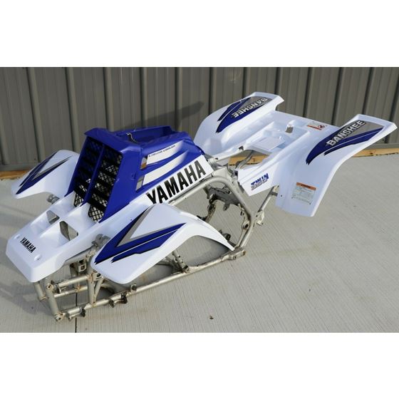 Yamaha Banshee fenders + gas tank plastic + grill + graphics WHITE & BLUE 1998