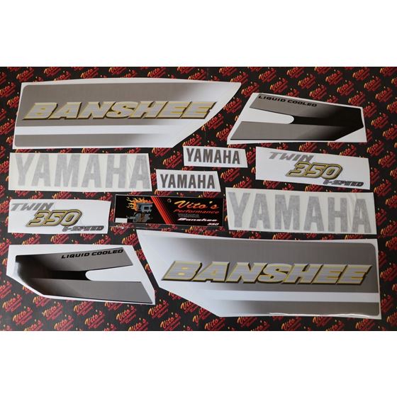 Vito's vinyl decal graphics kit 14MIL sticker Yamaha Banshee SILVER BLACK 20011