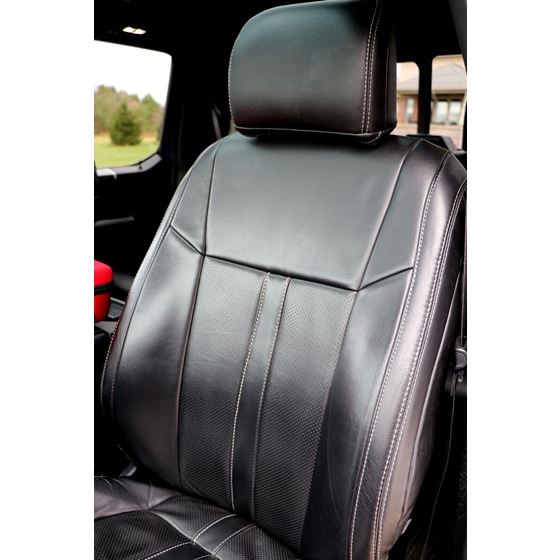 2015-20 Ford F-150 XLT SuperCrew Black Leather Seat Covers Factory Style Upgrade101