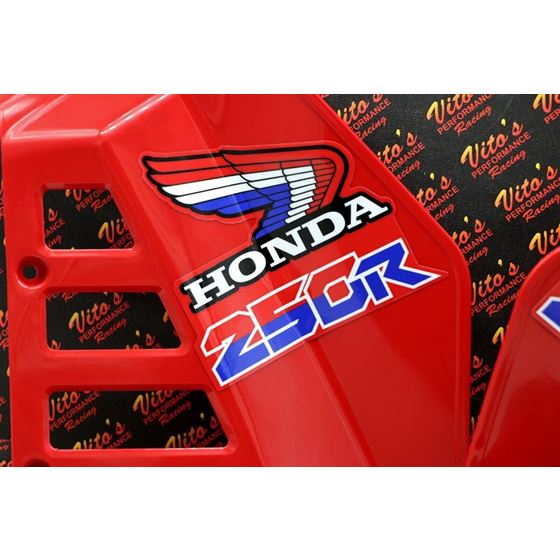 Radiator Shrouds tank plastic guards Honda ATC250R 1985 1986 RED + sticker kit3