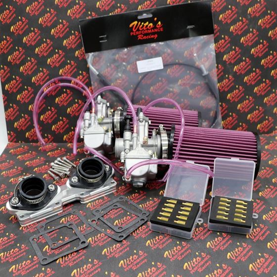 2 x 28mm carburetor + throttle cable carbs Banshee K+N filters + intakes jet kit 3